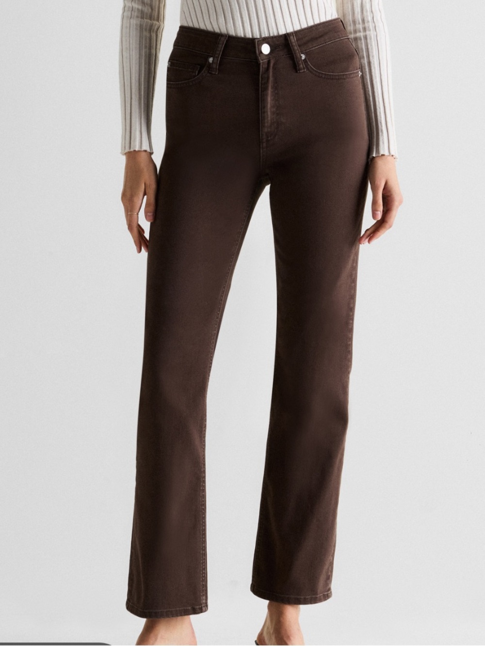 Quince Bella Stretch Straight Jeans in Coffee Bean Brown
